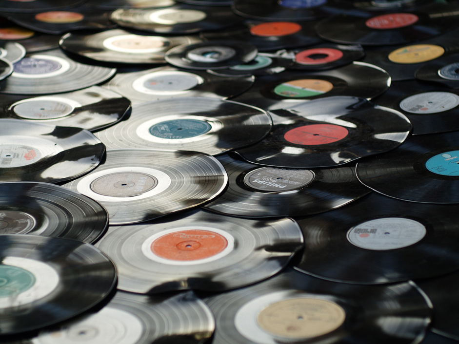 Pile of Retro Vinyl Records